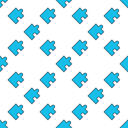 One Blue Puzzle Piece vector Jigsaw Puzzles concept colored seamless patternのイラスト素材