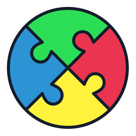 Puzzle Circle vector Jigsaw Puzzles concept colored round icon or design elementのイラスト素材