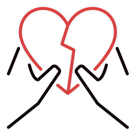 Broken Heart inside Hands vector Separation concept colored icon or signのイラスト素材