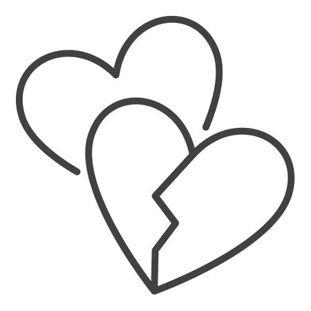 Broken Hearts vector Love Sorrow concept minimalistic icon or design elementのイラスト素材