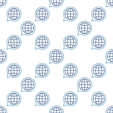Speech Bubble with Earth Globe vector World concept outline seamless patternのイラスト素材
