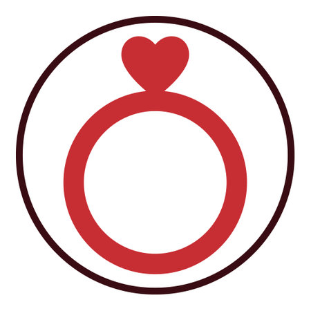 Circle with Red Ring with Heart vector concept icon - love and wedding signのイラスト素材