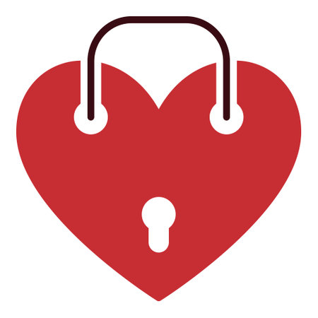Heart Shaped Padlock vector Love concept red icon or signのイラスト素材