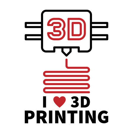 I Love 3D Printing vector 3D Printer concept minimal banner or illustration