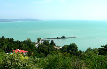 seaport in lake balaton - summertimeの写真素材