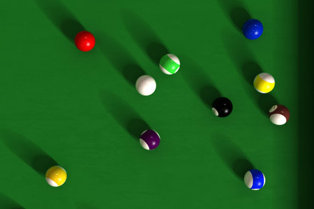 billiard table with balls - photorealistic 3d render