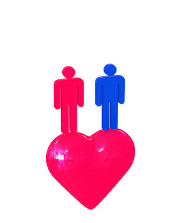 couple with heart symbol - 3d illustrationの写真素材