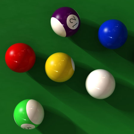 billiard table with balls - photorealistic 3d render