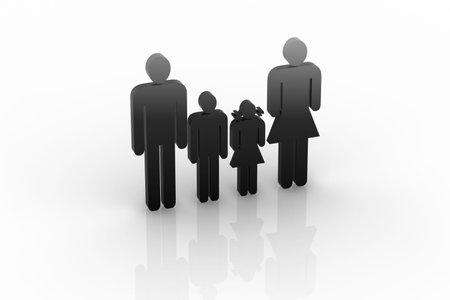 family silhouette - 3d render isolated illustration の写真素材
