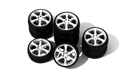 new wheels with steel rim - isolated 3d render on white