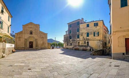 Beautiful panoramic view of the church of San Michele Arcangelo in the medieval old town of...