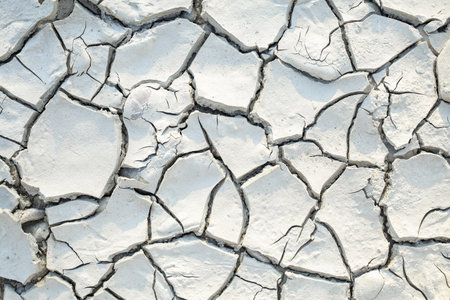 Texture, background of dry cracked earth ground. Global shortage of water on planet. Deep cracks in land as symbol of hot climate and drought. Concept of global warmingの写真素材