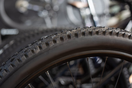 Detail modern black and alloy bicycle wheel .Bicycle wheel and tyre