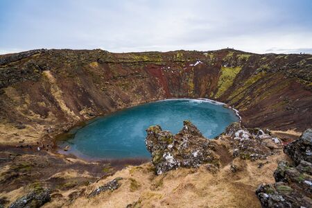 KeriÃ° is a volcanic crater lake in the GrÃ­msnes area of South Iceland.の写真素材