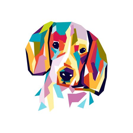 simple and colorful illustration dog with wpap style.のイラスト素材