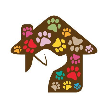 simple and minimalist illustration design paws and dog.のイラスト素材