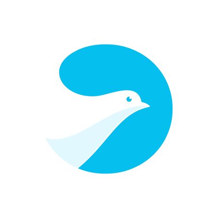 Simple and Clean illustration design initial O combine with dove.のイラスト素材