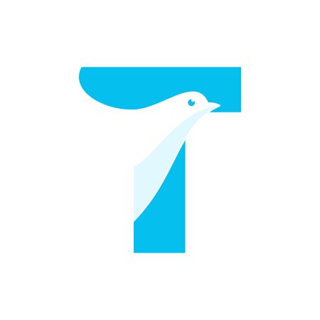 Simple and Clean illustration design initial T combine with dove.のイラスト素材