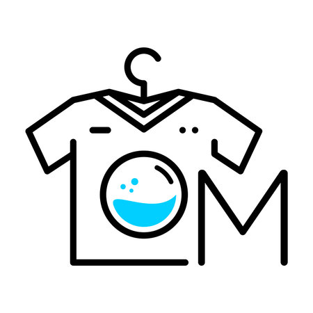 Simple, Clean and memorable logo design Laundry, combining Washing Machine, Clothes, Hanger and Letter M.のイラスト素材