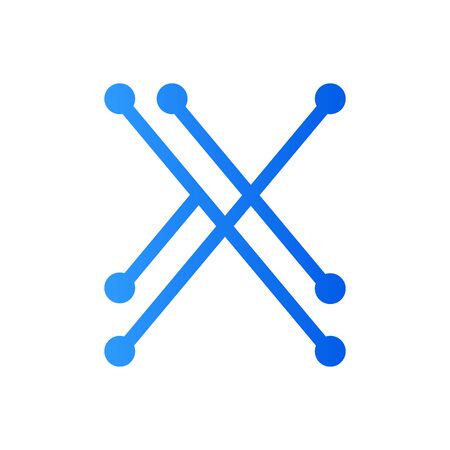 Simple illustration initial logo letter X combining with circuit icon.のイラスト素材