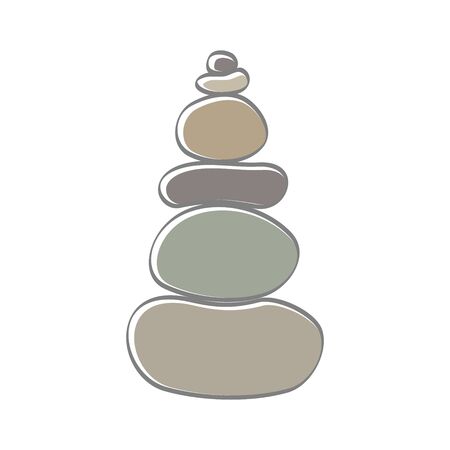soft color illustration logo design rock balance.のイラスト素材