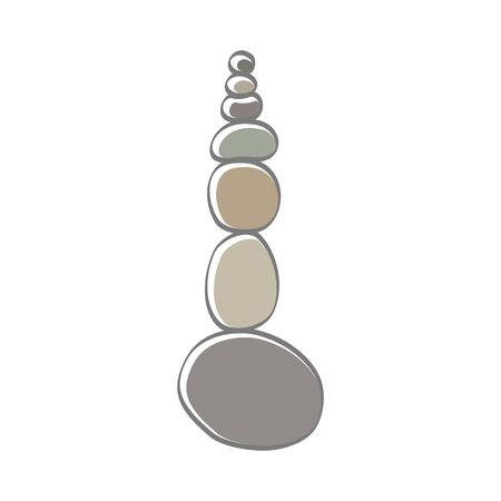 soft color illustration logo design rock balance.のイラスト素材