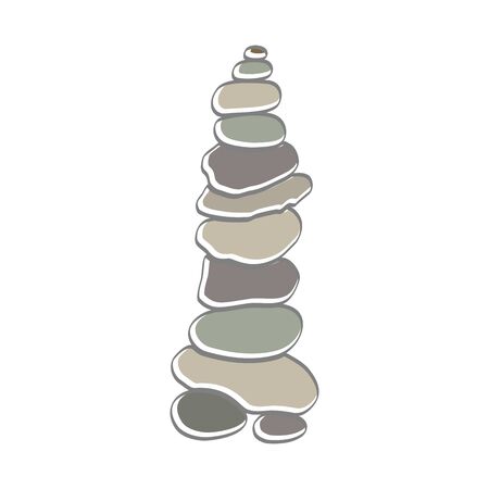 soft color illustration logo design rock balance.のイラスト素材