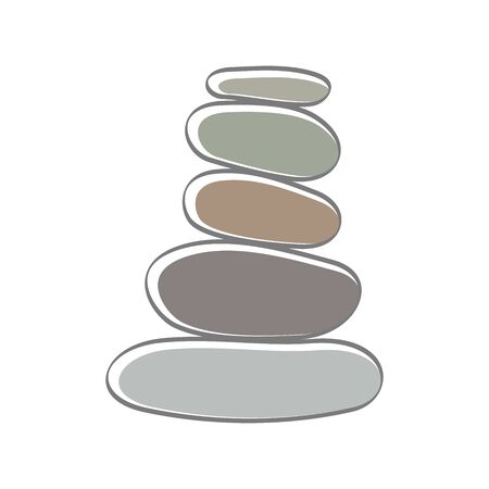 soft color illustration logo design rock balance.のイラスト素材