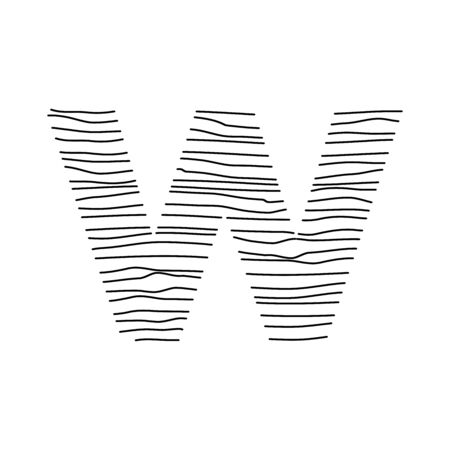 Abstract line illustration initial logo Wのイラスト素材