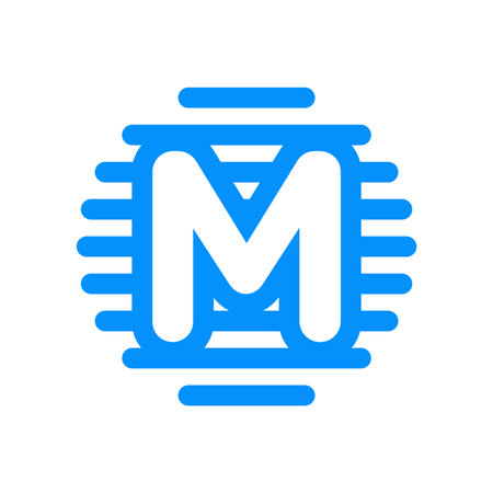 Simple Logo design Initial M in Straight circle line.のイラスト素材
