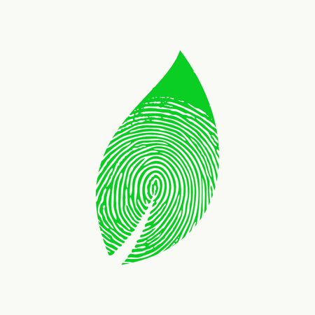 Simple and clean illustration logo design finger print leaf.のイラスト素材