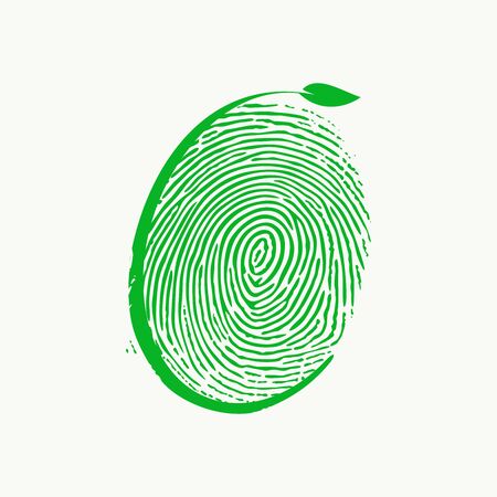 Simple and clean illustration logo design finger print leaf.のイラスト素材