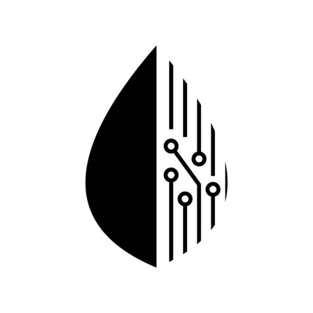 Simple illustration logo design leaf techno.のイラスト素材