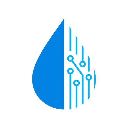 Simple illustration logo design water drop techno.のイラスト素材
