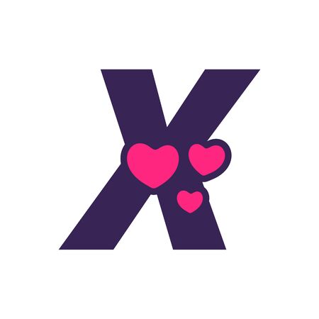 cute and charming Illustration logo design Initial X loveのイラスト素材