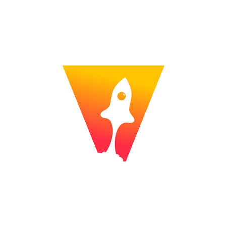 modern logo design combining rocket and initial Vのイラスト素材