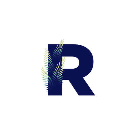 Simple illustration initial R combine with leaf.のイラスト素材