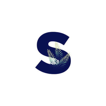 Simple illustration initial S combine with leaf.のイラスト素材