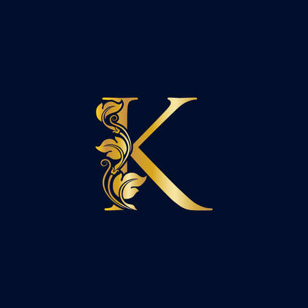 Luxury and Elegant illustration logo design golden initial Kのイラスト素材