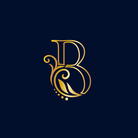Luxury illustration logo design golden initial line Bのイラスト素材