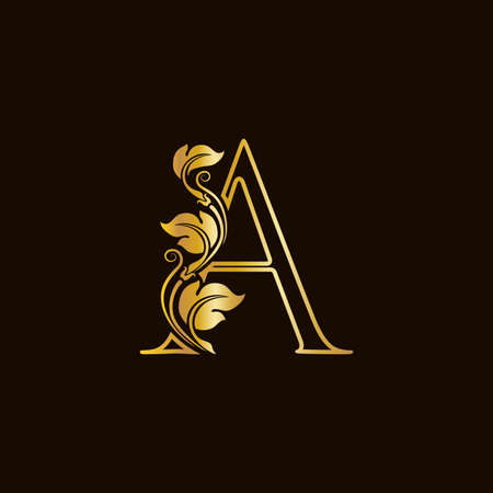 Luxury and elegant illustration logo design golden initial line Aのイラスト素材