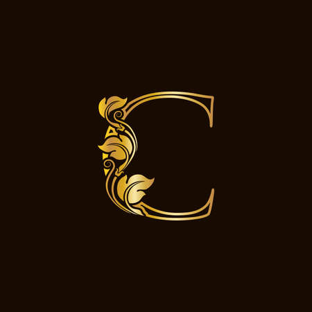 Luxury and elegant illustration logo design golden initial line Cのイラスト素材