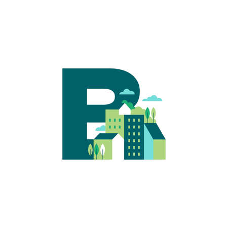 Simple and Clean illustration logo design Initial B building.のイラスト素材