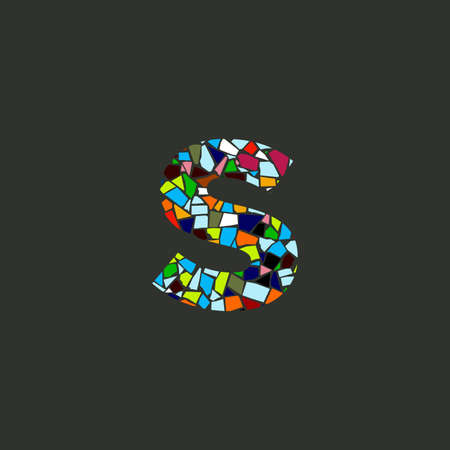 Colorful illustration logo design Initial S Mosaic.のイラスト素材