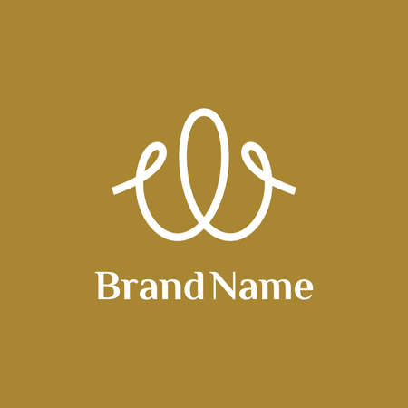 Simple illustration mono line initial W crown.のイラスト素材