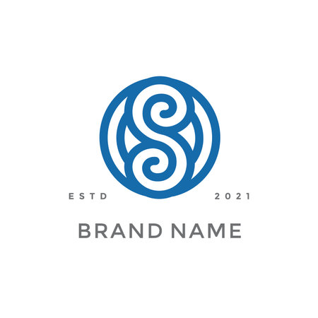Classic illustration logo design spiral initial letter Sのイラスト素材