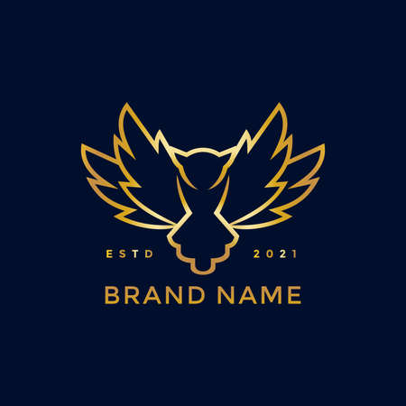Modern and Elegant illustration design golden owl. suitable for your any company.のイラスト素材