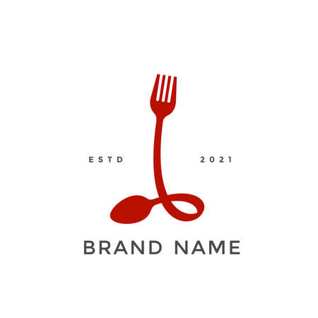 Simple, Modern and Unique illustration logo design initial I combine with fork and spoon. Logo recommended for business related Beverages, Restaurant, Cafe and Food.のイラスト素材
