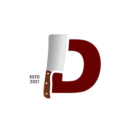 Modern and Bold illustration logo design Initial D combining with Kitchen knife. Logo can work as well in a small size and black white color.のイラスト素材
