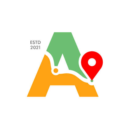 Simple and Modern illustration logo design initial A Pin Location.のイラスト素材